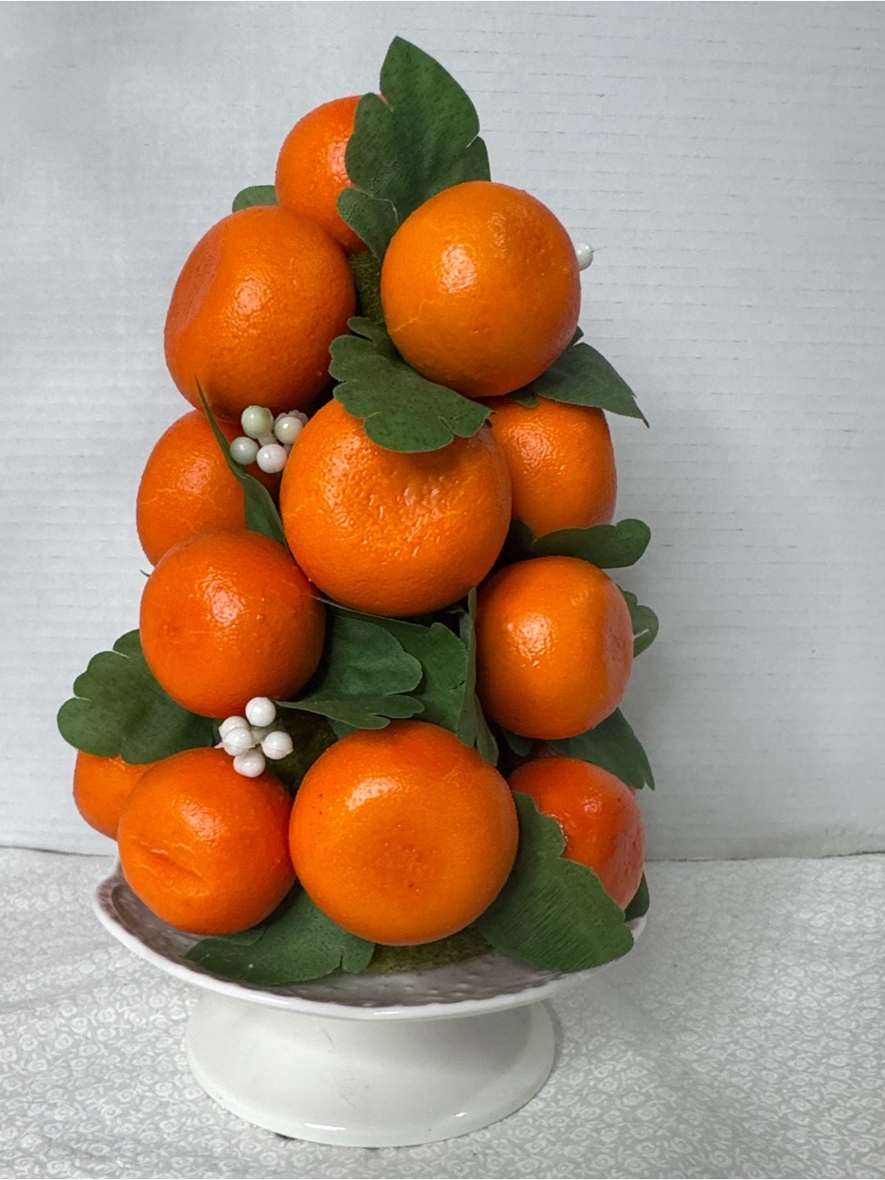 Artificial Oranges Centerpiece On Ceramic bowl vintage 1970’s